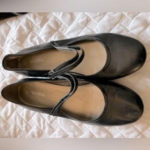Leather black flats. Like new.